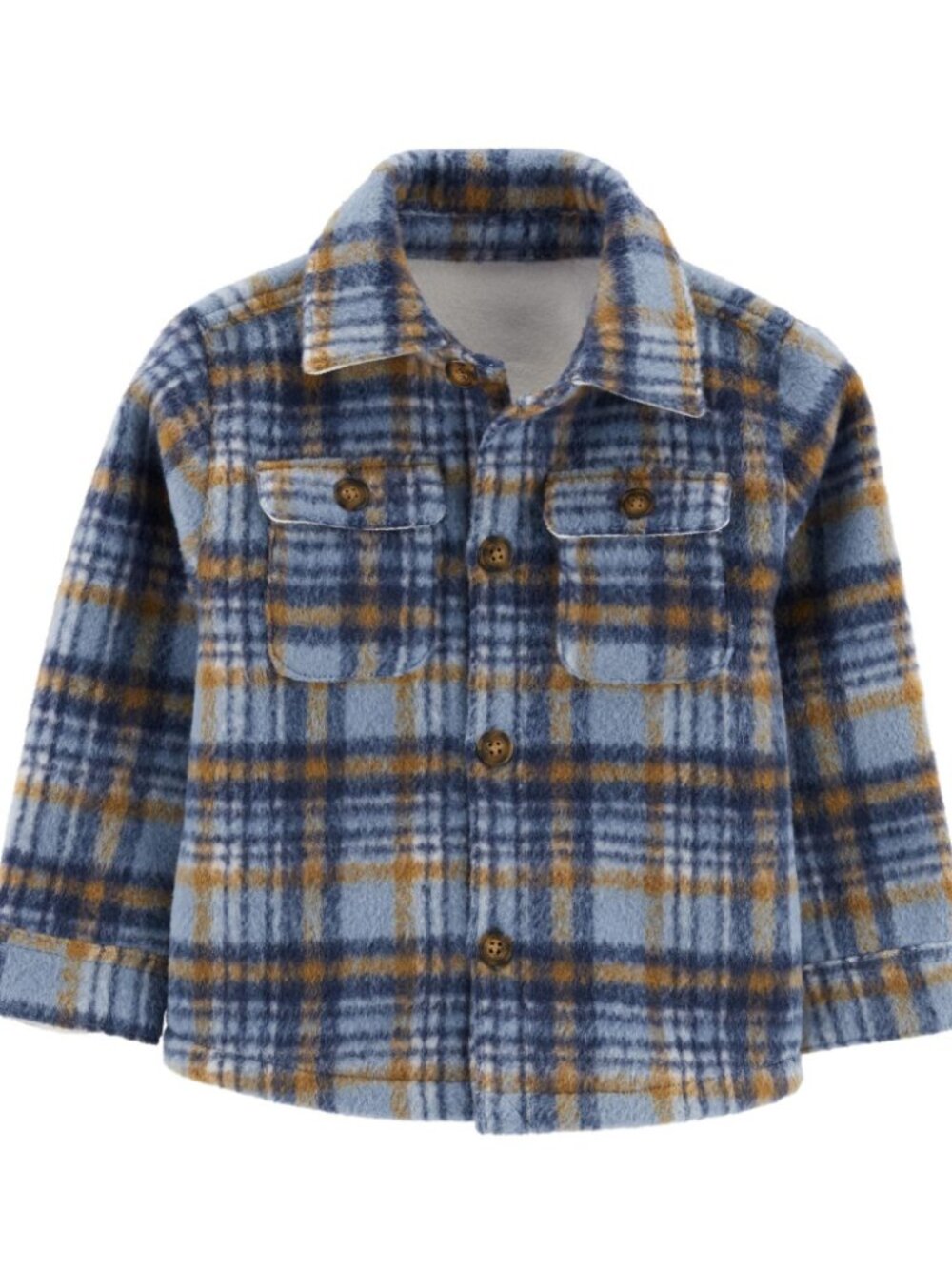 Carter's Toddler 2T Boys Plaid Fleece Lined Shacket (Blue)
